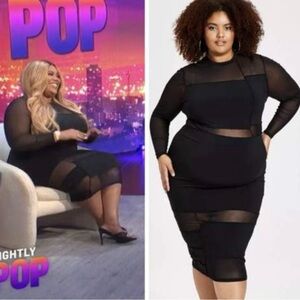 Nina Parker Black Long Sleeve Mesh
Midi Dress